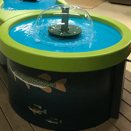 close up of a section of the water table